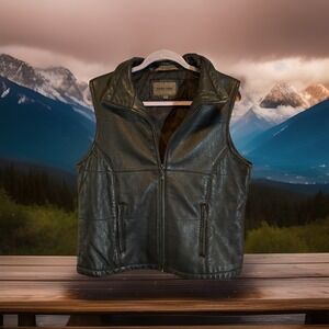Brandon Thomas Genuine Leather Black Zip-Front Vest – Women's Size L